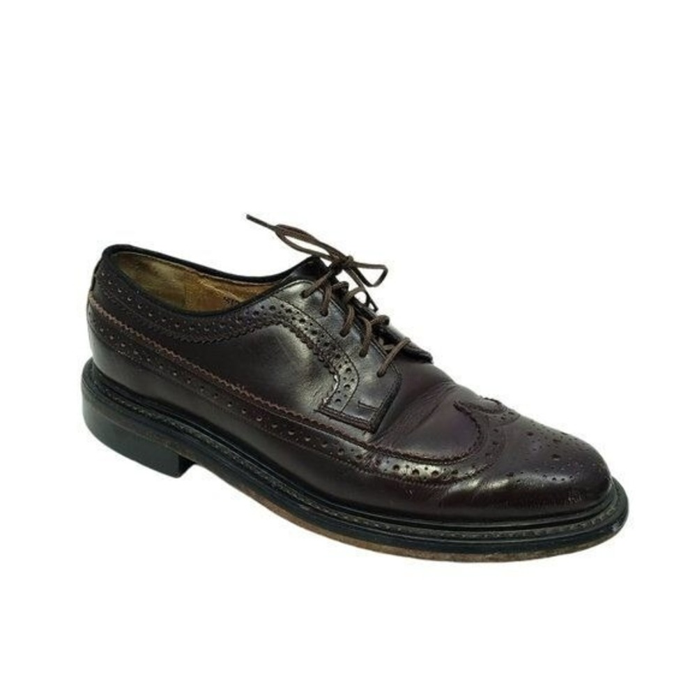 Vintage Sears Wingtip Oxford Dress Shoes Leather Brogue‎ Lace Up Brown Size 8 D